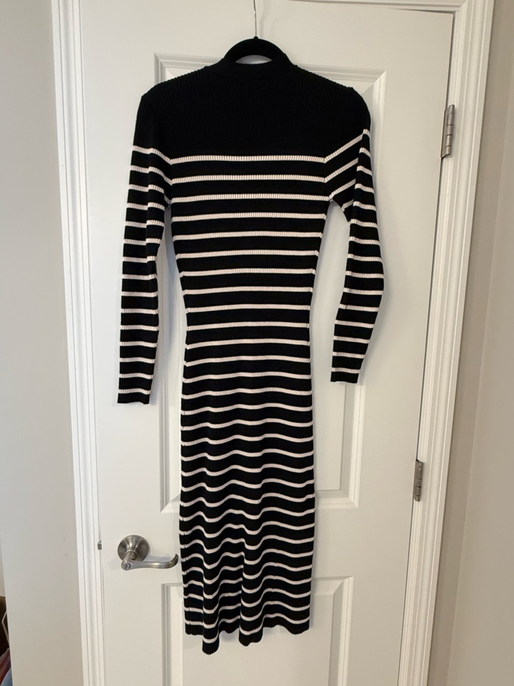 Evereve Black & White Striped Button-Front Rib Knit Maxi Dress - Picture 2 of 2